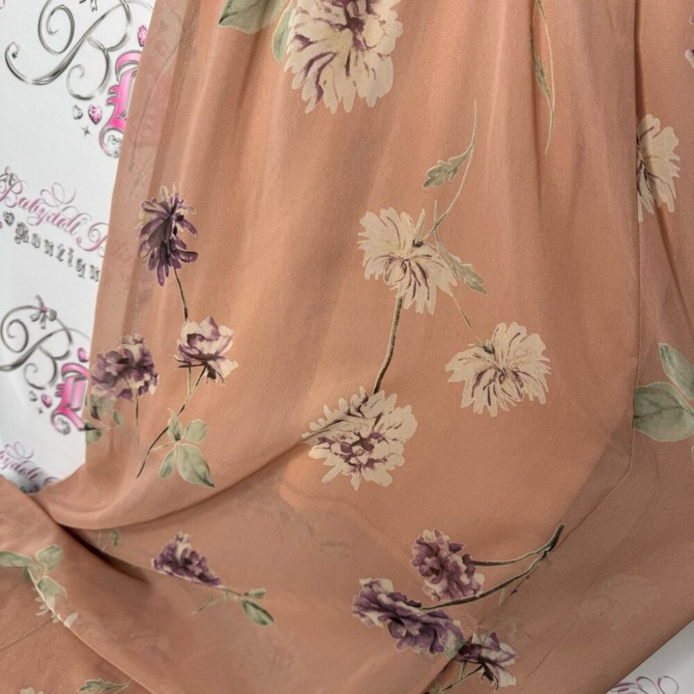 Sienna sky dress tan floral crochet boho long maxi leg slit on one side sexy - Picture 7 of 13